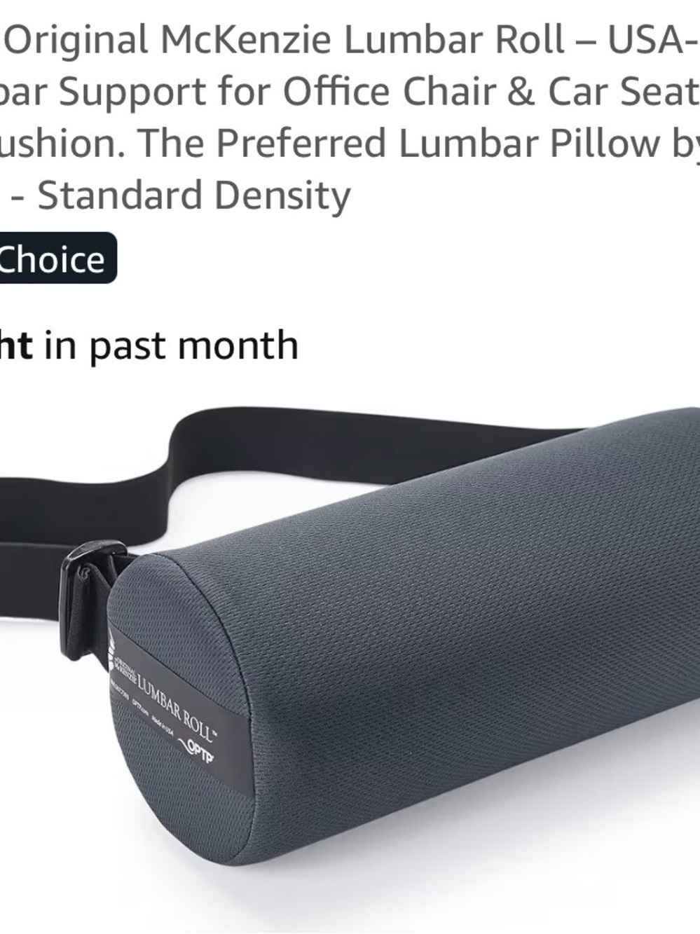 kenzie Dark Gray Lumbar Roll - Support Pillow for Office & Car Seats